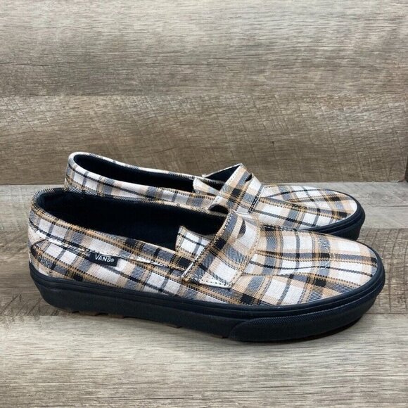 VANS Style 53 Plaid Khaki Slip On Chunky Shoes Loafers Women's Size 9.5 NEW - Picture 2 of 9